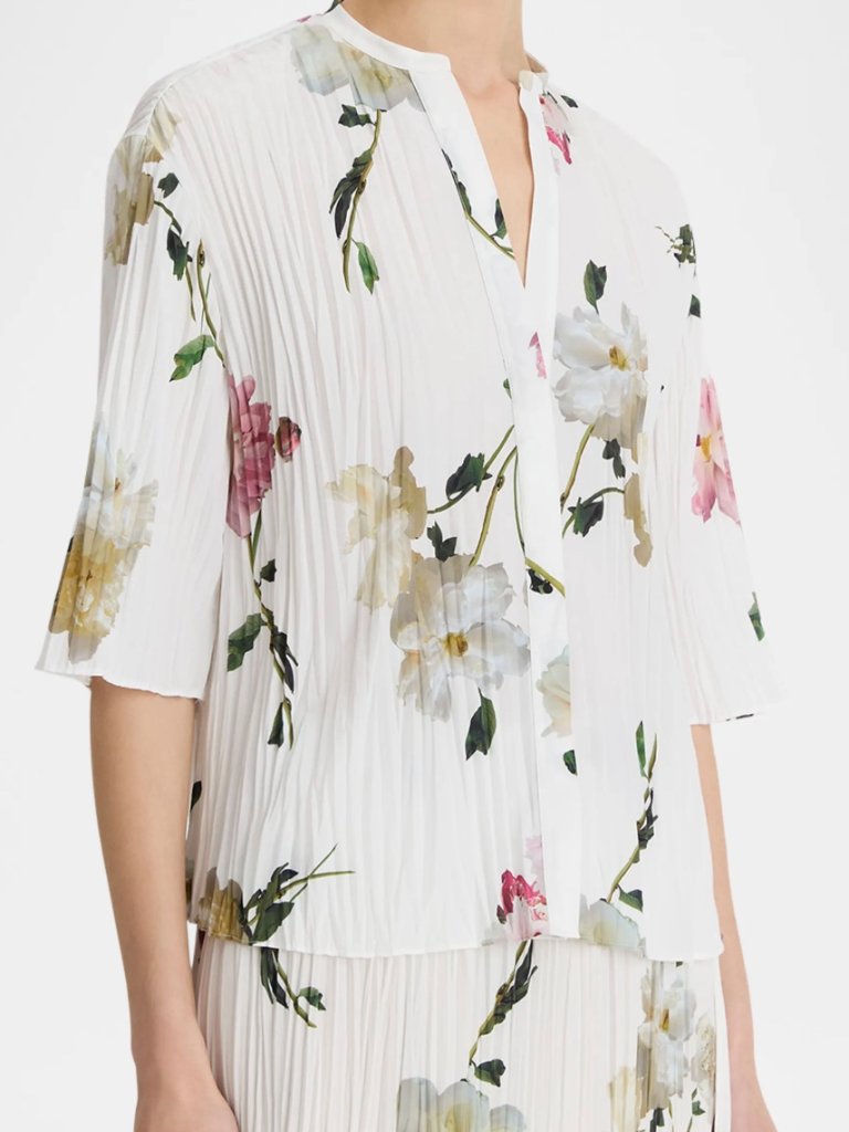 Nwt Vince Wilted Peony Pleated Shirt